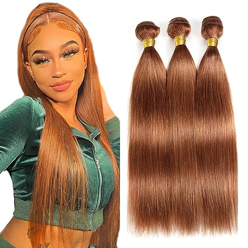 Extensiones de cabello humano Remy de calidad virgen en tono castaño claro