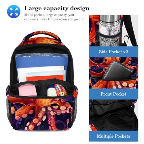 Imprimé pieuvre rouge océan sur ensemble cartable et sac à dos enfant - 3