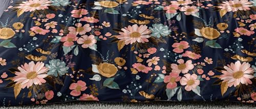 Image of Bedding Set Combo of Double Bed Duvet Cover Set with Fitted Bedsheet & 2 Pillow Covers | 300 TC Cotton Fabric | Zipper Closure |All Round Elastic|Warm Stuff|SED 048|Multi Floral | Breathable material