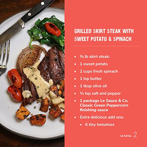Le Sauce Gourmet Classic Green Peppercorn Sauce 2-pack, 2 serving Gourmet Steakhouse Quality Finishing Sauce, Low Sugar Steak Sauce, Pork Chops, Chicken, Potatoes, Vegetables or Shrimp w/Whole Food Ingredient Sauce Packets, Cream Steak Sauce - Thumbnail 5