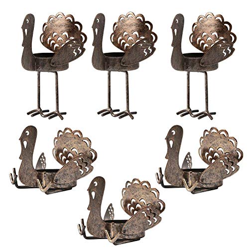 Sand Mine 6 Pack Metal Turkey Tea Light Candle Holders, Thanksgiving Candle Holder, Turkey Candle Holder, Metal Candle Holder, Thanksgiving Home Table Decoration (Copper) #TOP3