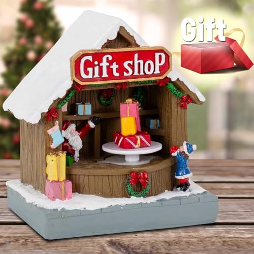 Innodept12 RV241366 Animated Christmas Village Street Gift Shop With Led Light & Music, Resin Figurines Cute Santa Claus For Festive Decorations, Battery Operated thumb #5