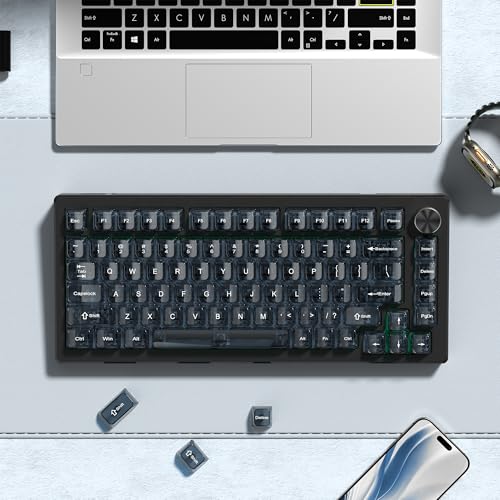 Image of dagaladoo Haze Blue Clear keycaps for Mechanical Keyboard,Transparent MDA keycaps 60 75 100 Percent,Ceramic Jelly Key caps Set,Shine Through Key caps for Mx Switches Mechanical Keyboard(115key)