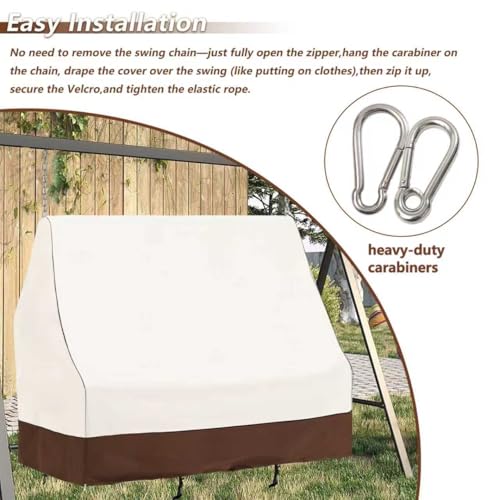 Image of Porch Swing Covers Waterproof,57Inch - Outdoor Swing Cover,Heavy Duty 600D Oxford,All-Weather Hanging Patio Swing Cover,Fits Most Outdoor Patio Swings (57 inch L x 31.5 inch W x 65.4 inch H.Beige)
