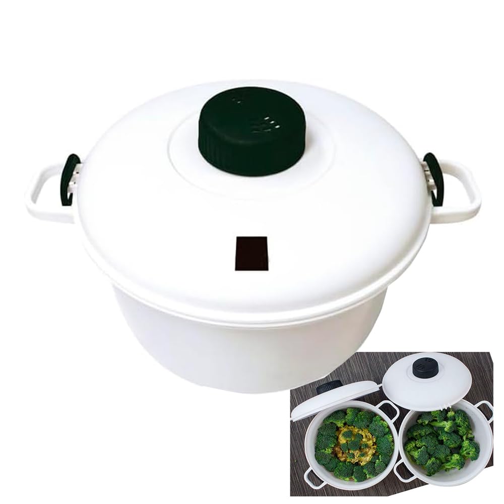 Suinga Pentola a Pressione per Microonde 2,8L – Cucina Sana e Veloce con Valvola di Vapore, Chiusure Ermetiche, Include Tazza Misurino e Spatola – Cuociriso e Pentola Microonde