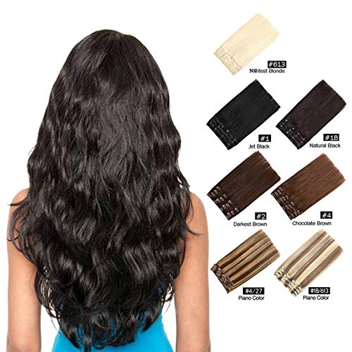 GEELOOK Clip in Hair Extensions Chocolate Brown #4 Color 7pcs 120g 18 inch Remy Human Hair Extensions Clip in Straight Thick Natural Hair Extensions
