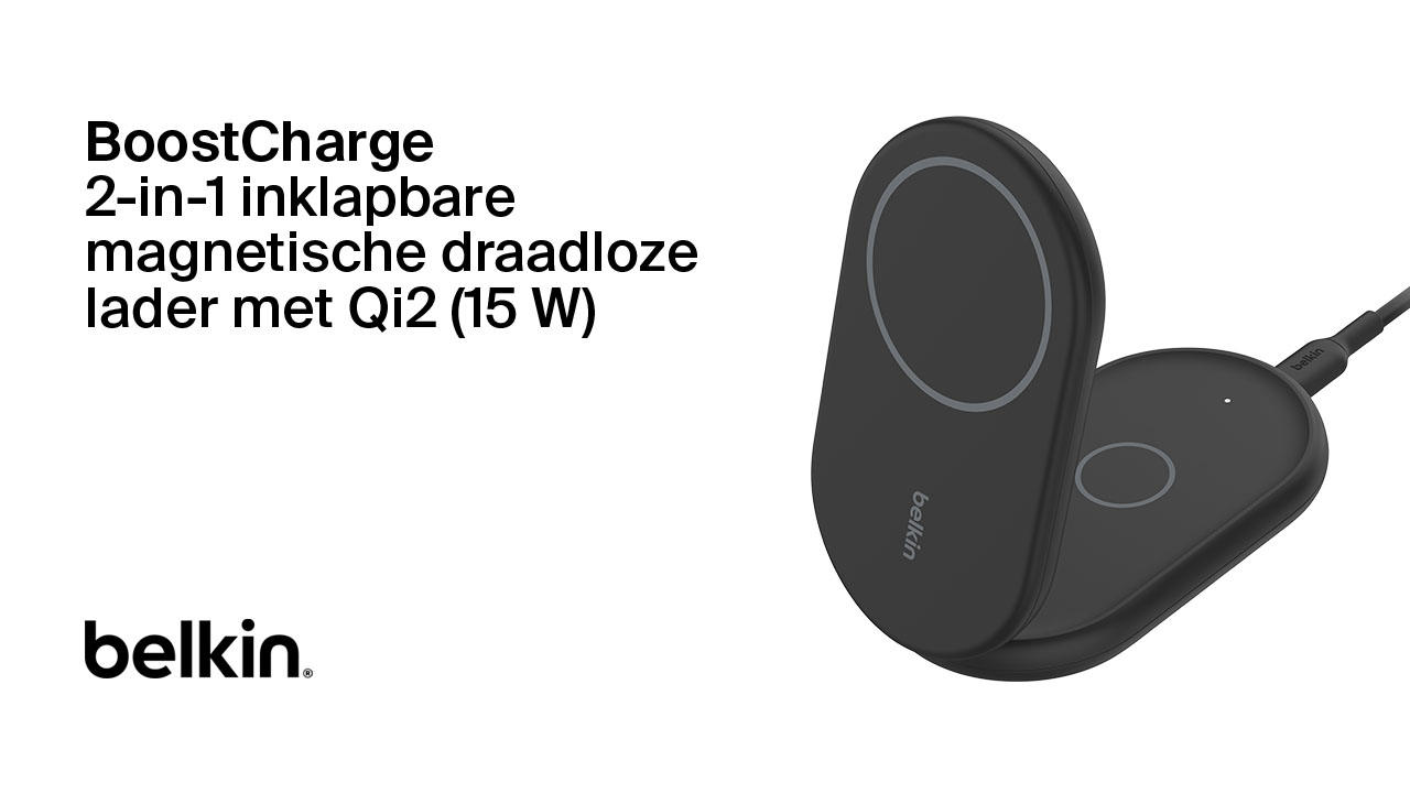 Belkin 2 In 1 Draadloze Draagbare Lader, Verstelbare Magnetische Laadstandaard 15 W Magsafe Compatible Qi2 Lader Voor Iphone 16 En Airpods Met Verzwaarde Antislip Voet 30w Laadadapter Wit 2136817309