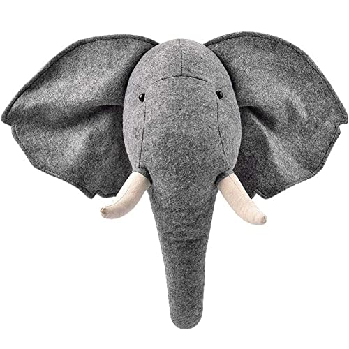 Image of LAUPVXA Elephant Stuffed Animal Head Wall Decor Stuffed Plush Toy Elephant Plush Head Hanging Wall Decor Safe Soft for Bedroom or Playroom