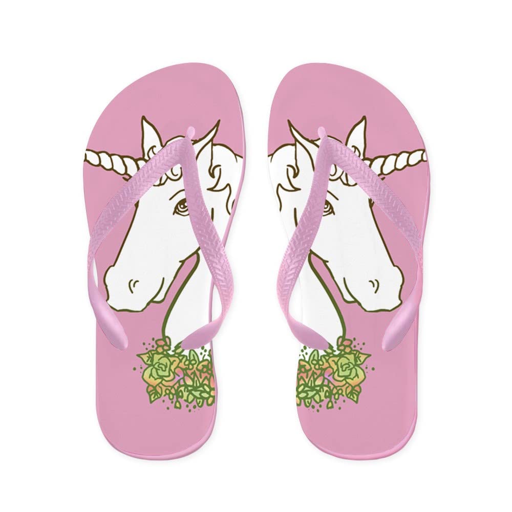 CafePress Unicorn3 Flip Flops Flip Flops, Funny Thongs, Beach Sandals Pink