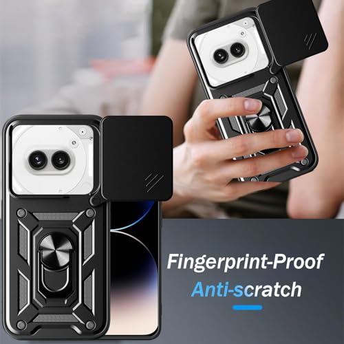 Image of AIBEX Back Cover for Nothing Phone (2a) 5G / Nothing Phone (2a) Plus | D10 Tough Armor Case | Sliding Camera Shield | 360 Protection | Kickstand Ring Holder | Military-Grade Shockproof Bumper Case