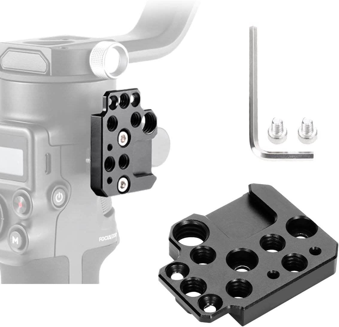 SHOPEE Side Extension Plate Mount for DJI Ronin S/SC/RS2/RSC2, Monitor Holder with 1/4 3/8 Threaded Holes, Cold Shoe Mount, Stabilizer Extension Plate for Video Light, Microphone, Monitor-picture-24
