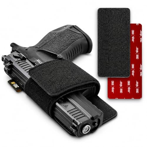 M-Tac Gun Holster for Concealed Carry - CCW Concealed Carry Holster for Men and Women - Cordura Pistol Holster for Fanny, Backpack, Vest, Car (Black Hook and Loop Strip)