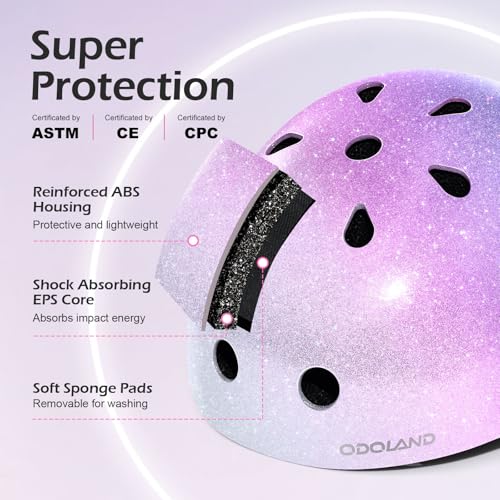 Odoland Kids Bike Helmet for Boys & Girls Age 2-8, Kid