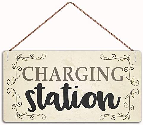 Estación de carga Placa de estación de carga para teléfono, tableta, laptop, letrero de madera, póster de arte de pared, letrero de barra de café,