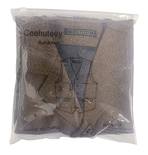 Image of Ceehuteey Mens Suit Vest Waistcoat Tweed Retro V Neck Wool Herringbone for Prom