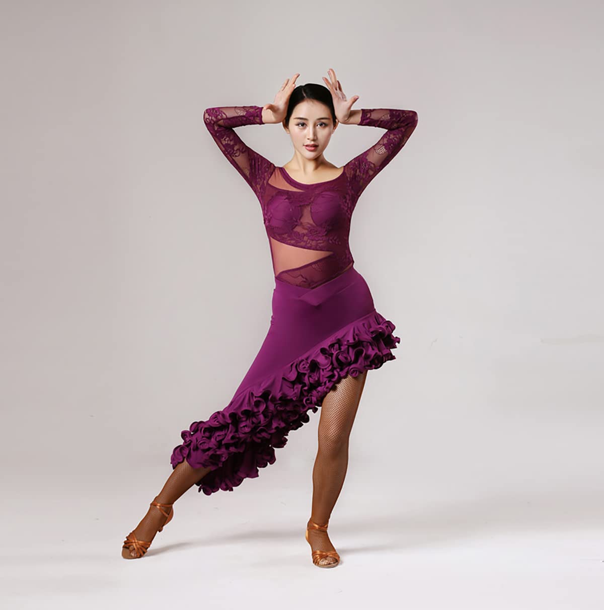 Damska spódnica balowa do tańca latynoskiego tango salsa dla dorosłych kobiet kostium do tańca lirycznego nowoczesna odzież do tańca spódnice tutu, występ sceniczny odzież garnitur