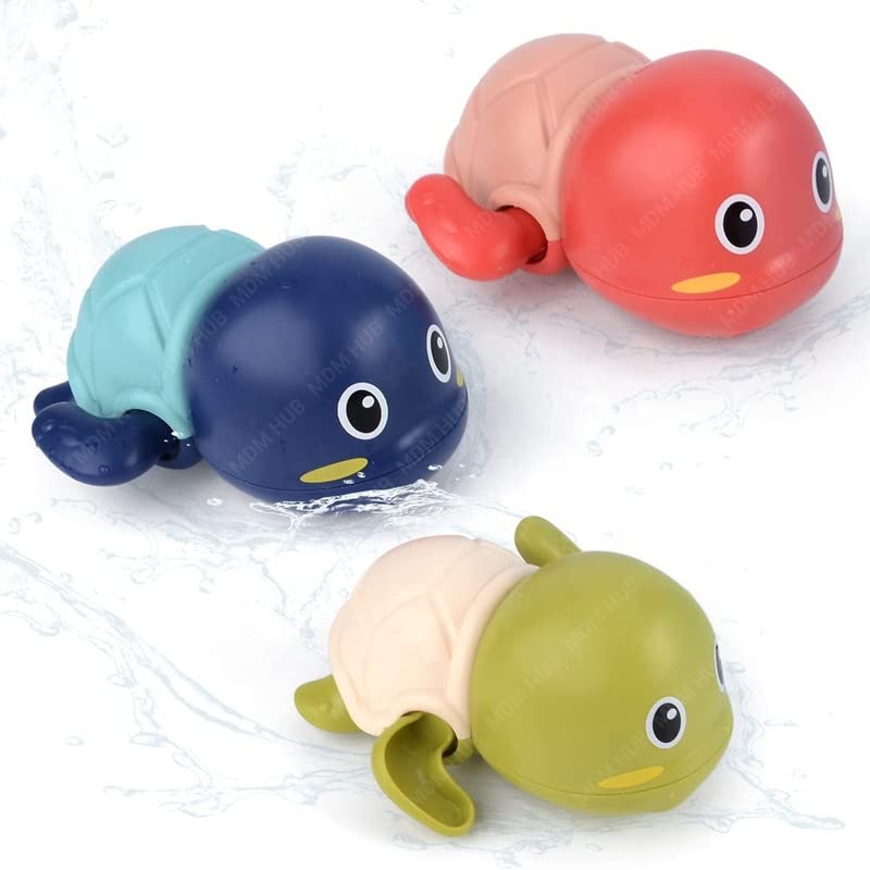 MDM HUB (3pcs) Swimming Turtle Bath Toy,Wind Up Water Floating Toys,Bathtub Water Toys for Toddlers 1-3 ( 3-Piece) (Multi-Color)
