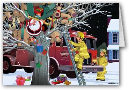 2022 Durant Firefighters Babys Christmas Card Amazon.com: Firemen To The Rescue Christmas Card - Firefighter Christmas  Cards -18 Cards & Envelopes : Office Products