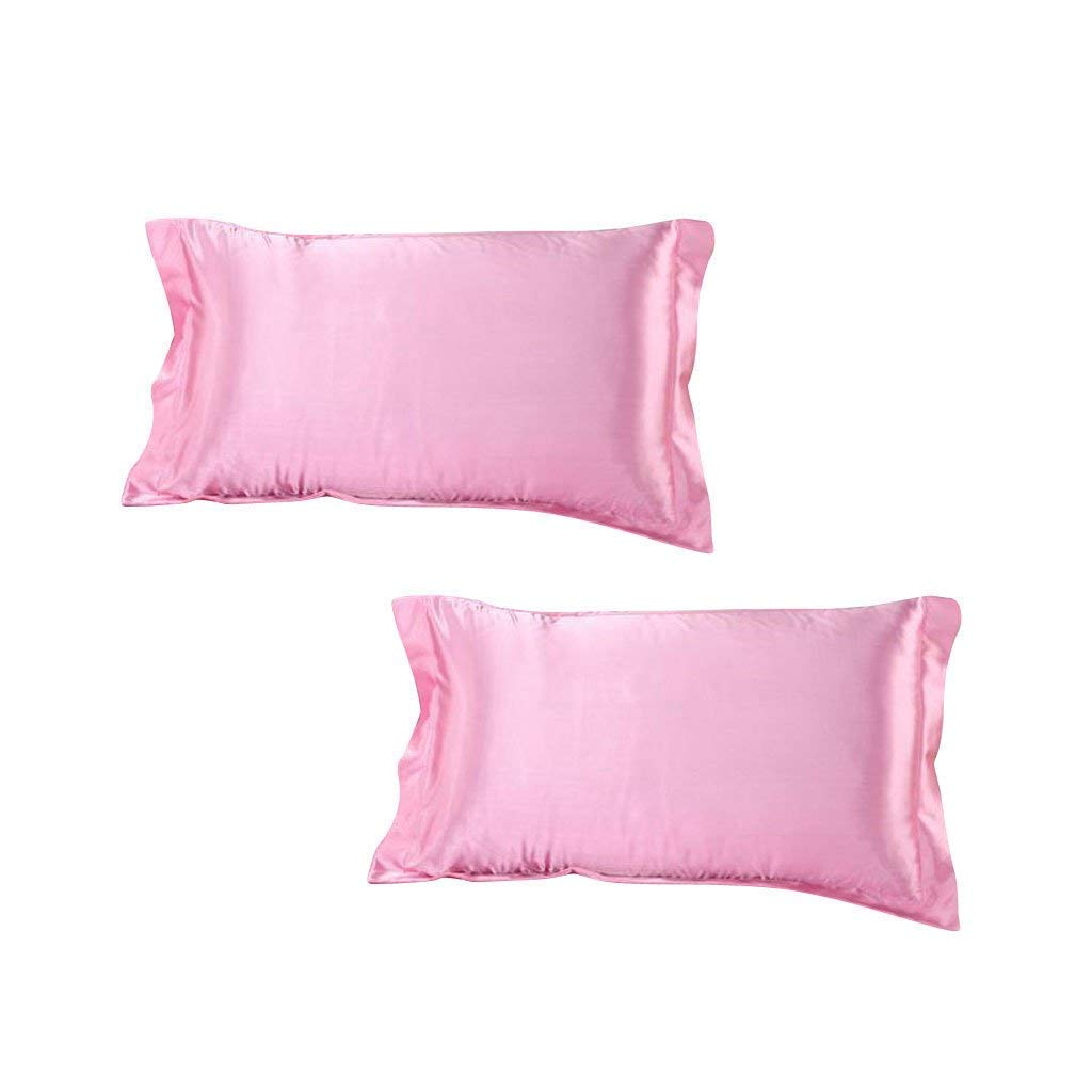 Buy DEHMAN Satin 400 TC Pillow Cover, King, Pink, 2 Pieces Online at