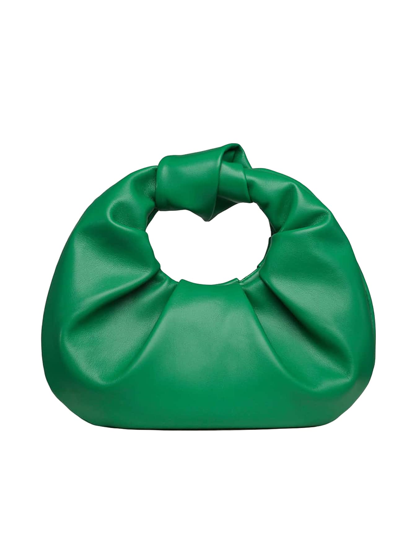 Women's Ruched PU Leather Evening Clutch Purse Trendy Small Hobo Handbag Wedding Guest Bags