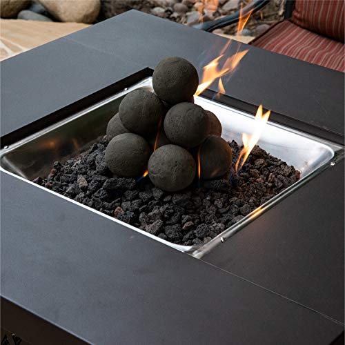 Ceramic Fire Balls | Mixed Set of 13 | Modern Accessory for Indoor and Outdoor Fire Pits or Fireplaces – Brushed Concrete Look | Midnight Black