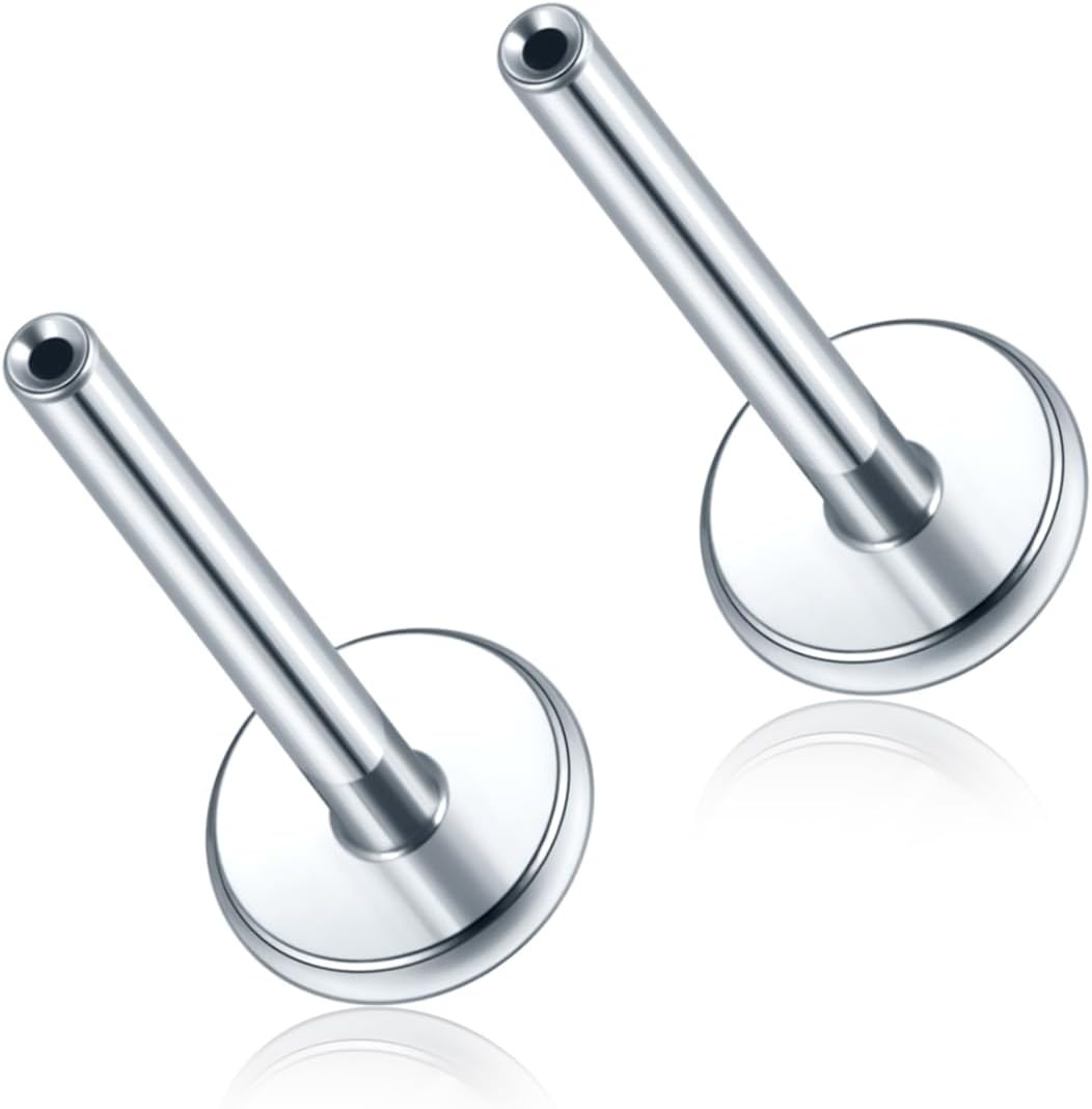 Xpircn 20G 18G 16G Threadless G23 Titanium Replacement Post Bar Flat Back Stud Earrings for Nose Helix Cartilage Tragus Conch Lobe Labret Medusa Piercing Jewelry for Women Men