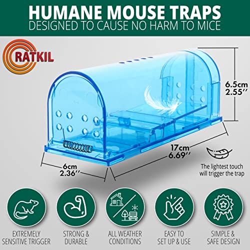 RatKil Humane Mouse Traps - 2 x Live See Through Rat & Mouse Traps For Indoors & Outdoors | Reusable, Child & Pet Friendly, Safe Alternative to Rat Poisoning, Mouse Poison & Mouse Traps That Kill RatKil Humane Mouse Traps - 2 x Live See Through Rat & Mouse Traps For Indoors & Outdoors | Reusable, Child & Pet Friendly, Safe Alternative to Rat Poisoning, Mouse Poison & Mouse Traps That Kill