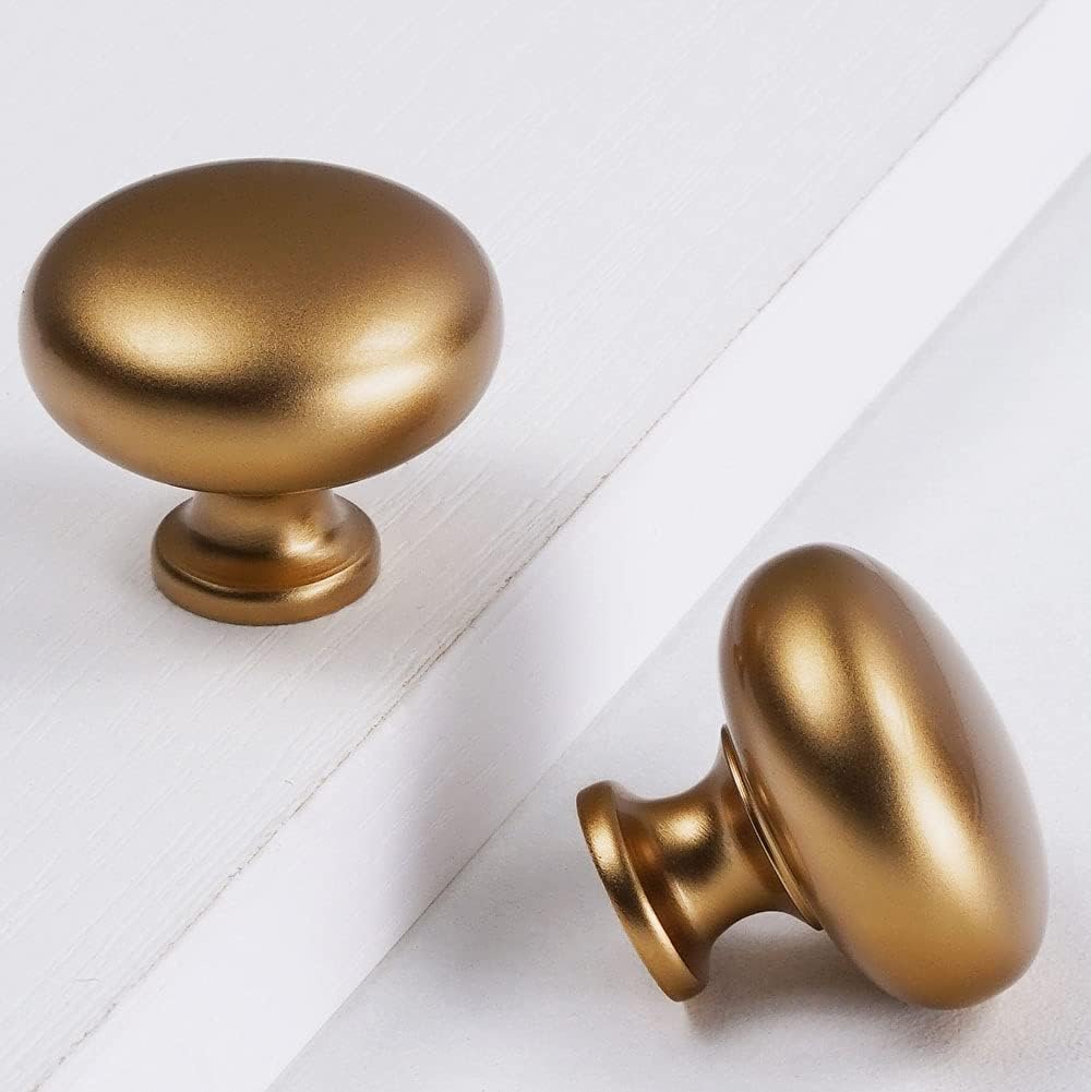Triumph Hardware Gold Dresser Knobs Lemon Gold Cabinet Knobs, Gold Knobs for Dresser Drawers, Brass Cabinet Knobs for Kitchen Round Drawer Knobs,5 Pack- 1-1/4" Diameter