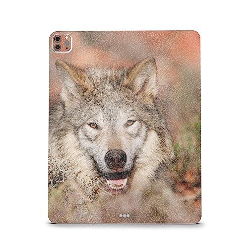 Image of MightySkins Carbon Fiber Skin Compatible with Apple iPad Pro 12.9 inch M2 6th Gen (2022) Full Wrap Kit - Happy Wolf | Protective, Durable Textured Carbon Fiber Finish | Easy to Apply | Made in The USA