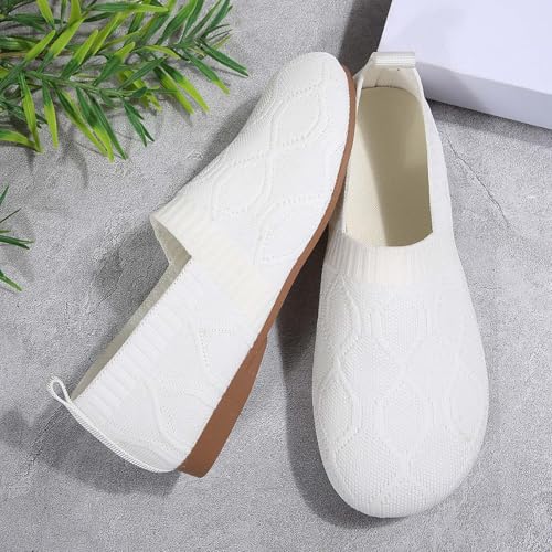 Women's Ballet Flat Shoes Wide Toe Box Dress Shoe Knit Round Toe Slip On Ballerina Walking Ballet Flats Mary Jane Shoes for Woman Low Wedge Comfortable Casual Flats Loafers Footwear4