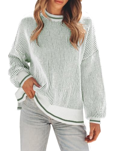 Image of Womens Sweaters Fall 2026 Clothes Oversized Striped Knit Top Winter Outfits