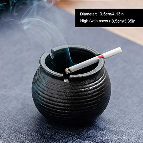 Cozylkx Ceramic Cigarette Ashtray, Round Decorative Cigar Pottery Ashtray Ash Holder for Indoor Or Outdoor Use