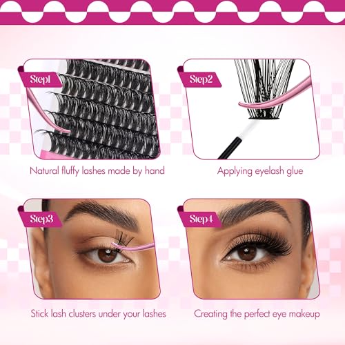 FADLASH 60D+80D 0.07mm D Curl 12-18mm Wispy Reusable Soft Fluffy Cluster Lashes DIY Eyelash Extensions, 60+80D, 60+80P1218-07D - Image 4