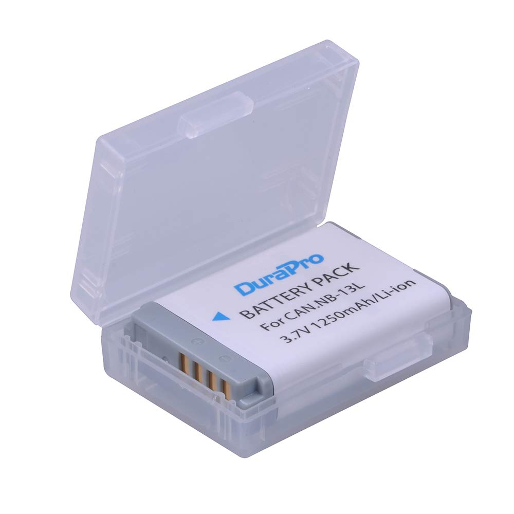 DuraPro Lot de 2 batteries 1250 mAh NB-13L NB13L + chargeur USB LCD pour appareil photo numérique Canon NB-13L PowerShot G5X G7X G9X, G7X Mark II, G9X Mark II, SX720 HS, SX620 HS, SX740