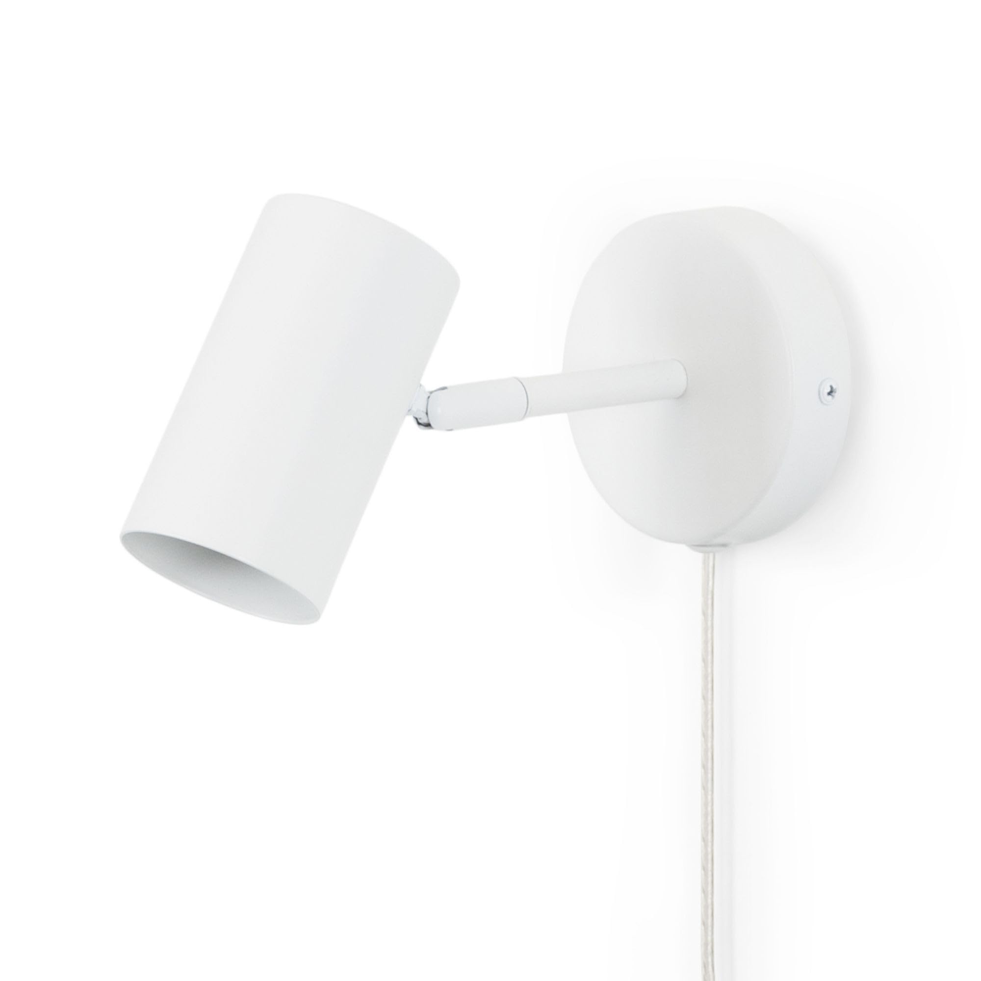 B·LED BARCELONA LED BarcelonaLED Wandlamp, verstelbare spot met kabelstekker en schakelaar, leeslamp, lampfitting, wit, E27, voor woonkamer, slaapkamer, nachtkastje, hoofdeinde, L3065-EU-B