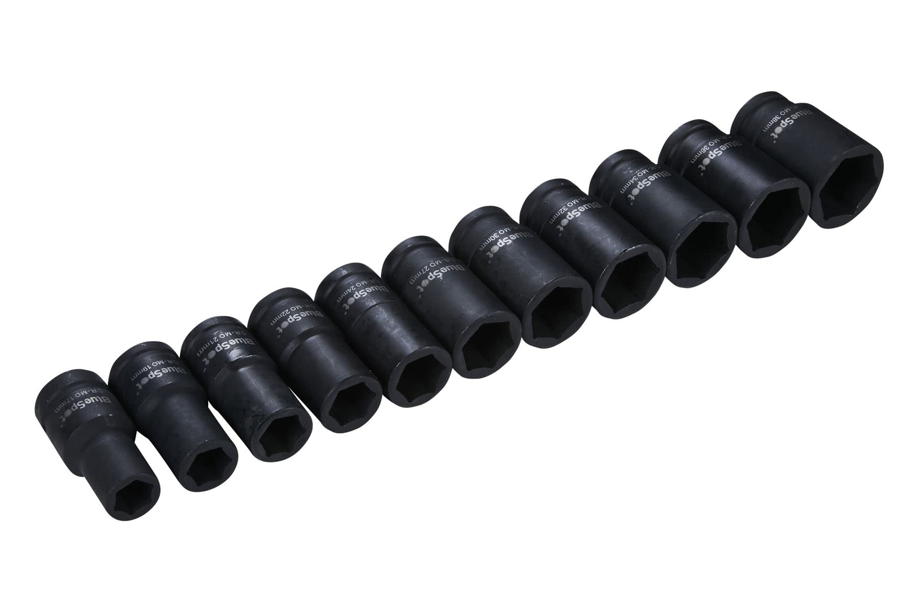 Blue Spot Tools 11 llaves de vaso métricas de impacto profundo de 3/4 pulgadas (17-38 mm)