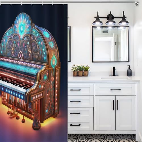 Rideau de douche piano 122x183cm rideaux de bain textile imperméable - 5