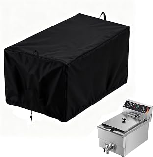 Deep Fryer Cover Compatible with Vevor Commercial Deep Fryer Single, 420D Waterproof Electric Fryers Cover with Adjustable Drawstring, 11.4" L x 20.7" W x 14" H