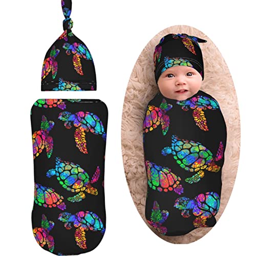 Image of AuHomea Sea Turtle with Ocean Baby Swaddle Blankets for 0-6 Months Girl Newborn Swaddles Sleep Sack Nursery Swaddle Wrap