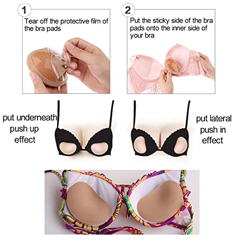 Image of Nimiah Silicone Bra Inserts Sticky Breast Pads 3 Pairs + Push up Bra Insert Pads 2 Pairs