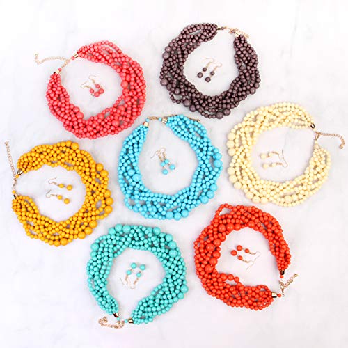 Riah Fashion Braided Chunky Cluster Bead Bubble Statement Necklace - Multi Strand Twisted Colorful Twisted Bib Collar Acrylic, Sparkly Crystal (Twisted Bauble - Emerald) #TOP5