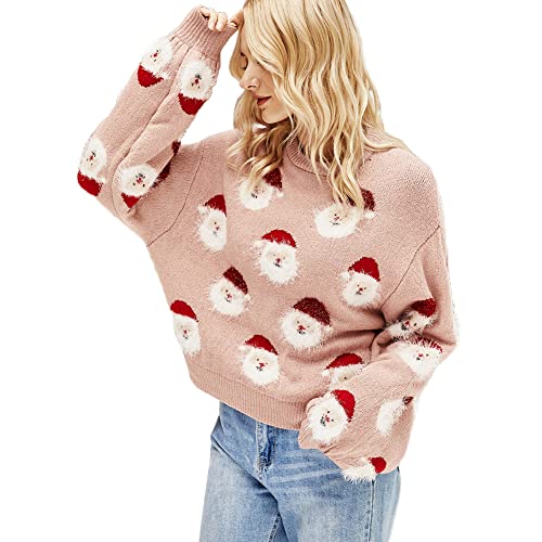 Image of JUNBOON Women's Casual Leopard Print Knitted Pullover Sweaters Long Sleeve Crew Neck Jumper Tops