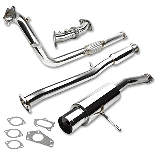 Replacement for Subaru WRX Stainless Steel 4.5 inches Muffler Tip Catback/Turbo Back+Downpipe+Up Pipe Exhaust System