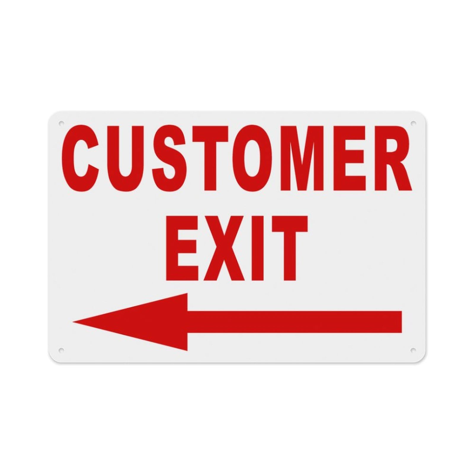 peiyeety Customer Exit W Arrow Sign Aluminum Tin Warning Signs for Home Outdoor Garden 12X16 Inches