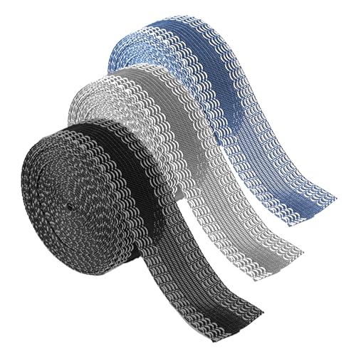Wonvify 3 Pièces Ruban Thermocollant Adhésif pour Ourlet,Aucune Couture Nécessaire, Bande Autocollante Thermocollant en Polyester, pour Rideau Pantalon Robe Jean Vêtement (Noir, Gris, Bleu)