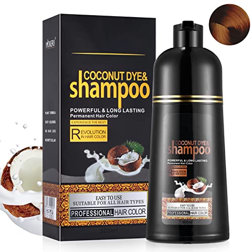 Dark Brown Hair Dye Shampoo 3 In 1 Coconut Hair Color Shampoo For Men Women Gray Hair Coverage - 16.9 Fl Oz Instant Herbal Brown Shampoo Long Lasting Brown Hair Dye (Dark Brown) #TOP5