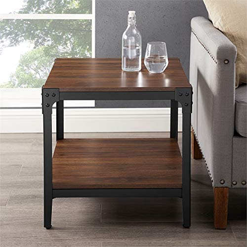 Pemberly Row Iron Metal And Wood End Tables (Set Of 2) In Dark Walnut #TOP3
