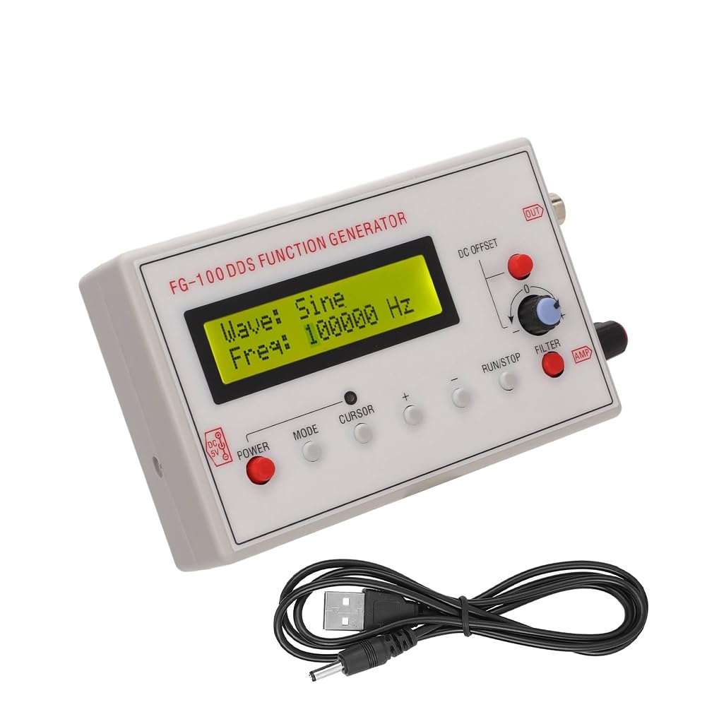 1HZ-500KHZ DDS Functional Signal Generator, Mini Function Low Frequency Signals Generators Sine Triangle Square Sawtooth Waveform Ideal for Oscilloscope Calibration Audio Testing Stress Relief