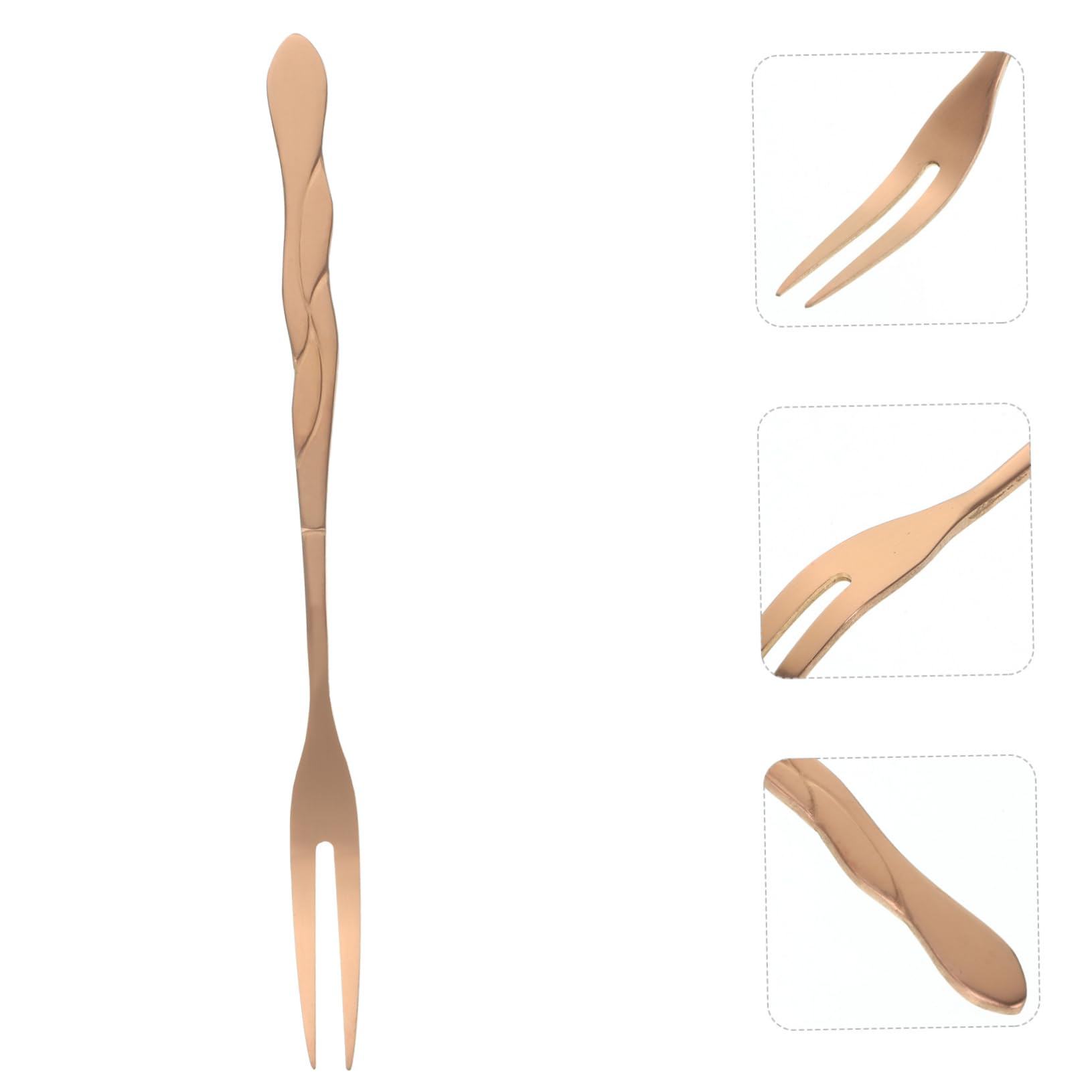 MAGICLULU 20pezzi Forchette Per Frutta Acciaio Inossidabile Doppio Dente Eleganti Forchettine Per Dessert e Insalate Per Feste e Eventi Hotel e Bar Oro Rosa