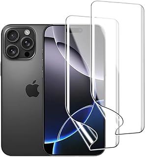 BESHYAKA Flexible Hydrogel Screen Protector (Two Pieces) Compatible with IPhone 16 Pro Max - Full Coverage, bubble-Free, Easy to install, Ultra-Soft, Anti Scratch, Dust Resistant - Not A Glass